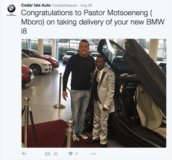 Pastor Takes Delivery BMW i8 Receives Divine Endorsement