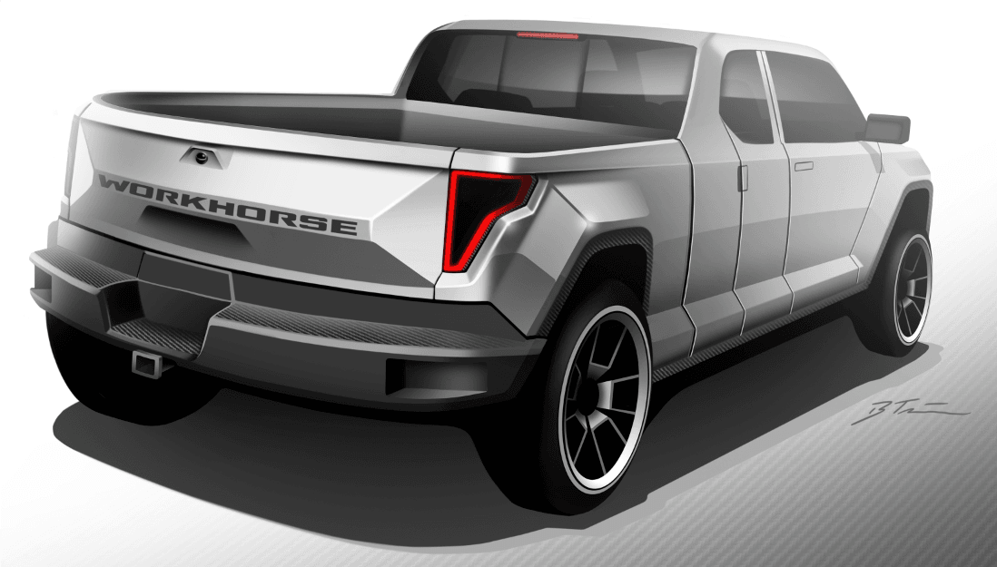Workhorse W-15 electric pickup truck rear-view