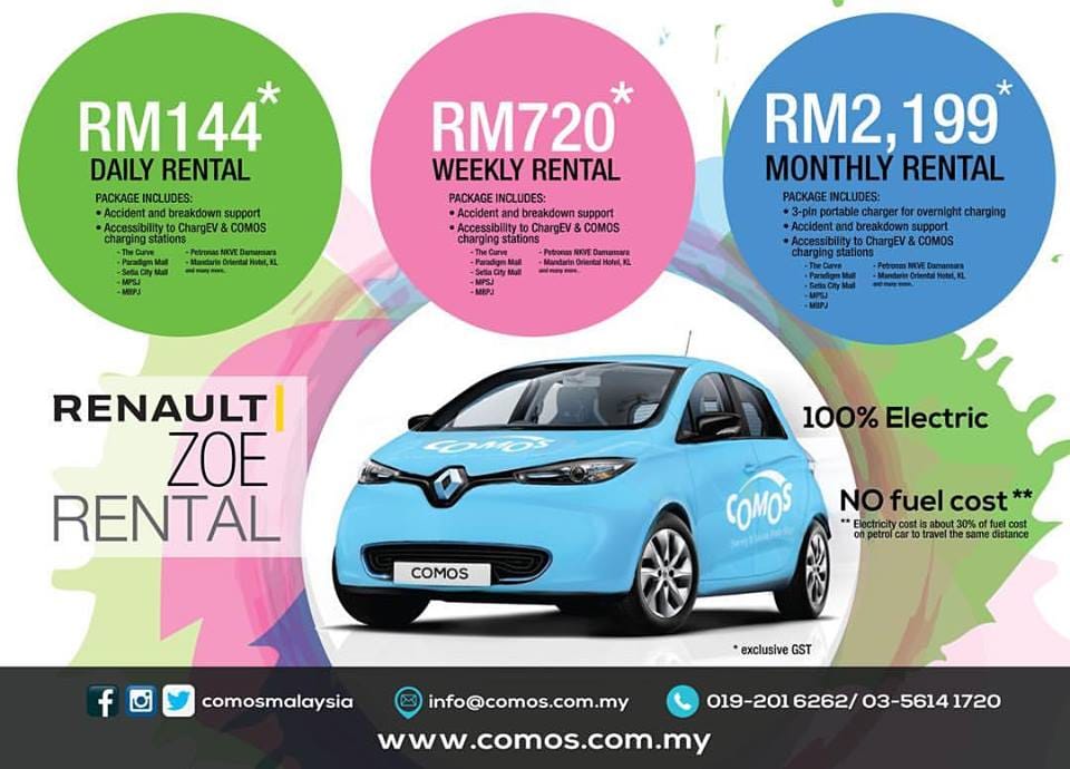 COMOS Rolls Out Electric Car Rental Program in Klang Valley monthly rentalCOMOS Rolls Out Electric Car Rental Program in Klang Valley daily weekly monthly rental Renault Zoe