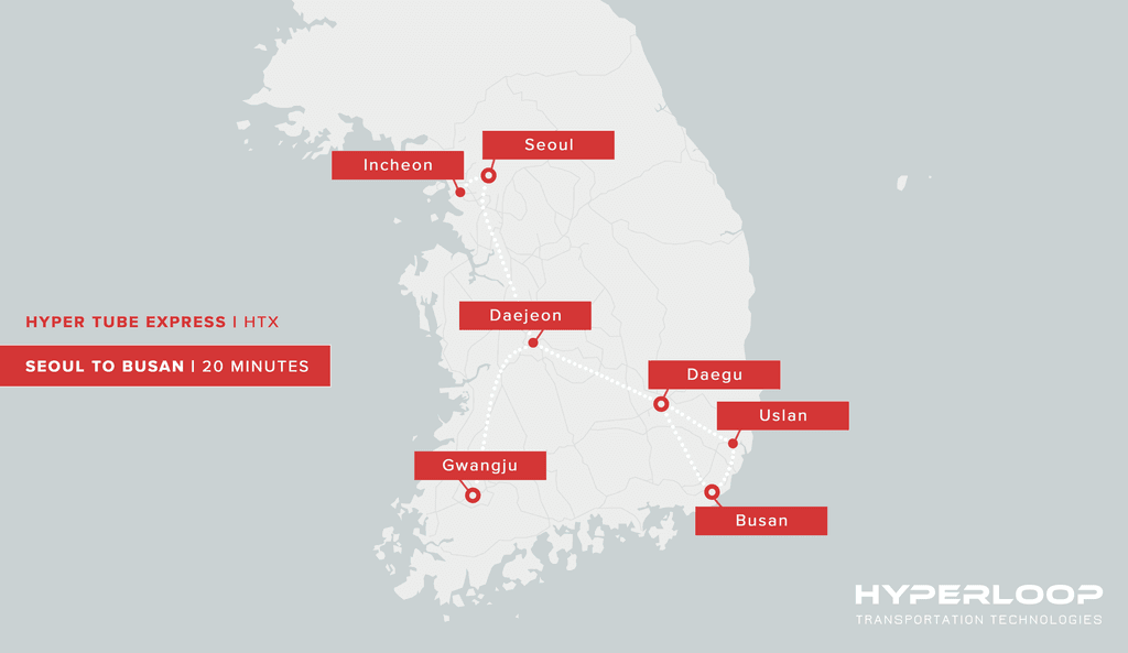 Hyperloop Transportation Technologies Signs Agreement to License Technology in South Korea cities connect Hyperloop HTT express