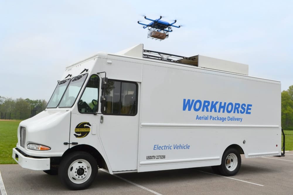 Workhorse to Showcase CES 2018 low delivery platform electric van integrated UAV Drone Horsefly urban logistics last mile delivery